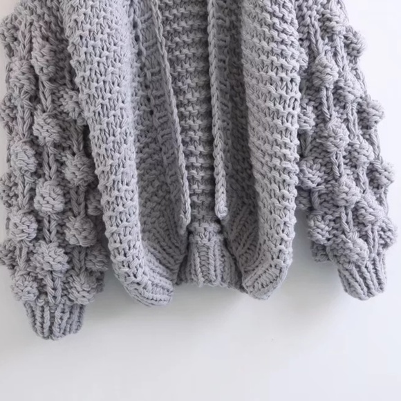 🎥 Chunky Pom Pom Open Cardigan - Picture 15 of 17
